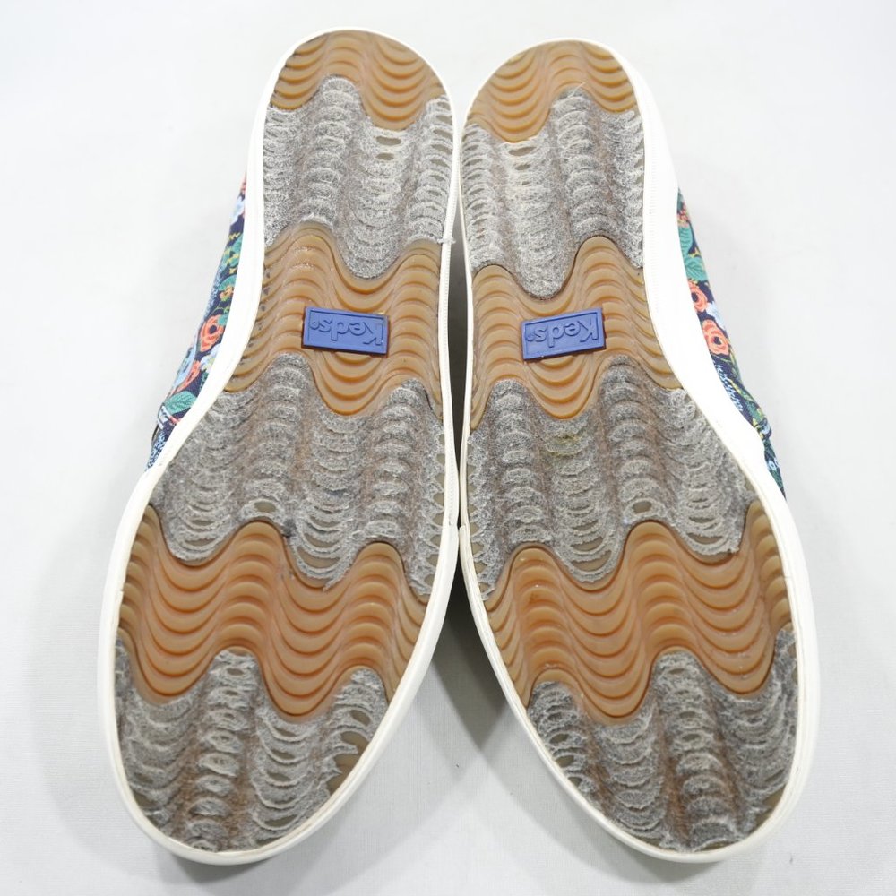 Keds & Rifle Paper Co Double Decker Lea Blue Floral Canvas Slip On Sneakers 9.5W - Picture 7 of 7